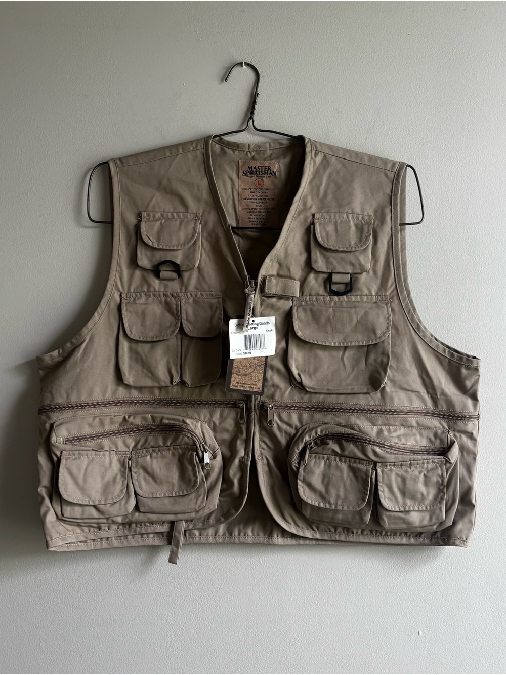 Master Sportsman Men's Utility Fishing Vest in Taupe